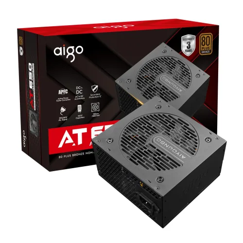 NGUỒN MÁY TÍNH AIGO MODEL AT650 CÔNG SUẤT 650W, APFC, DC TO DC 80 PLUS BRONZE