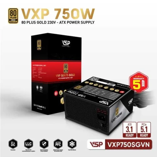Nguồn VSP VXP 750W SGVN Gold 230V - Đen