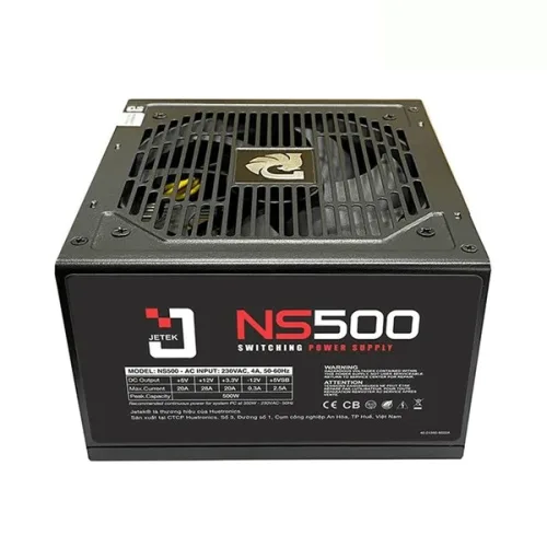 Nguồn máy tính Jetek NS500W Có Dây | Non Modular, ATX