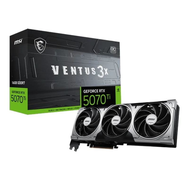 Card màn hình NVIDIA GeForce RTX 5070 Ti MSI Ventus 3X OC | 16GB GDDR7, 8960 CUDA, 750W