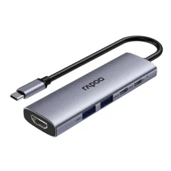 Bộ chuyển đổi đa cổng USB-C RAPOO (XD51) | USB-C to HDMI 4K 60Hz, 2 x USB-A 3.0, USB-C, PD
