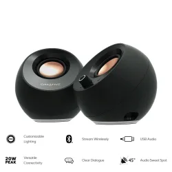 Loa Creative Pebble Pro | Bluetooth, Đen (51MF1710AA000)