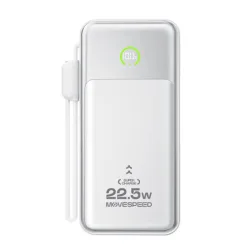 Sạc dự phòng Movespeed MSP19 22.5W | 10000mAh, Màn Led, Tích hợp Type C, White