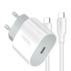 Bộ sạc nhanh Veggieg V-M101 PD20W + Cáp Type C 1.2M (Chuẩn EU)