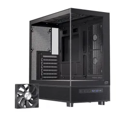 Thùng máy EINAREX S500 Core Black F-ATX | Kèm 1 Fan Đen, Kính cường lực, Đen