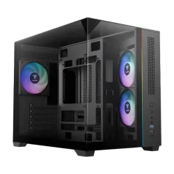 Thùng máy Gamdias Atlas M3M (Kèm sẵn 3 Fan ARGB) | M-ATX, Micro Tower, Kính cường lực, Đen