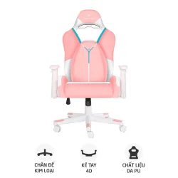 Ghế gaming CENTAUR Sova | Hồng, 120kg, Chân xoay, Da PU