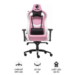 Ghế gaming E DRA IRIS EGC228 | Hồng, 120kg, Chân xoay, Da PU