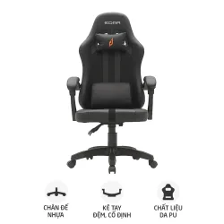 Ghế gaming E DRA Yummy EGC232 V2 | Đen, 150kg, Chân xoay, Da PU