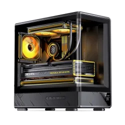 Thùng máy Jonsbo D200 Micro-ATX | Đen, Kính Cong