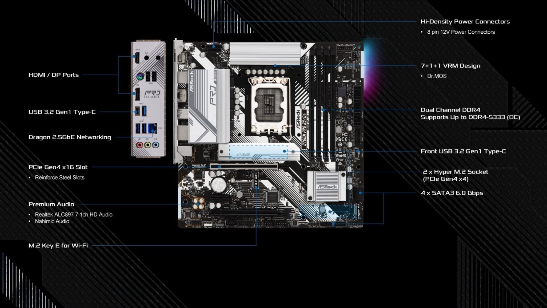Mainboard ASRock B760M PRO RS DDR4: Hiệu năng mạnh mẽ, tính năng đa dạng cho hệ thống DDR4