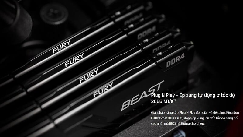 RAM Kingston Fury Beast 8GB DDR4 3200Mhz (1x 8GB) RAM Kingston Fury Beast 8GB DDR4 3200Mhz (1x 8GB) có tốc độ bus 3200Mhz, mang đến hiệu năng vượt trội