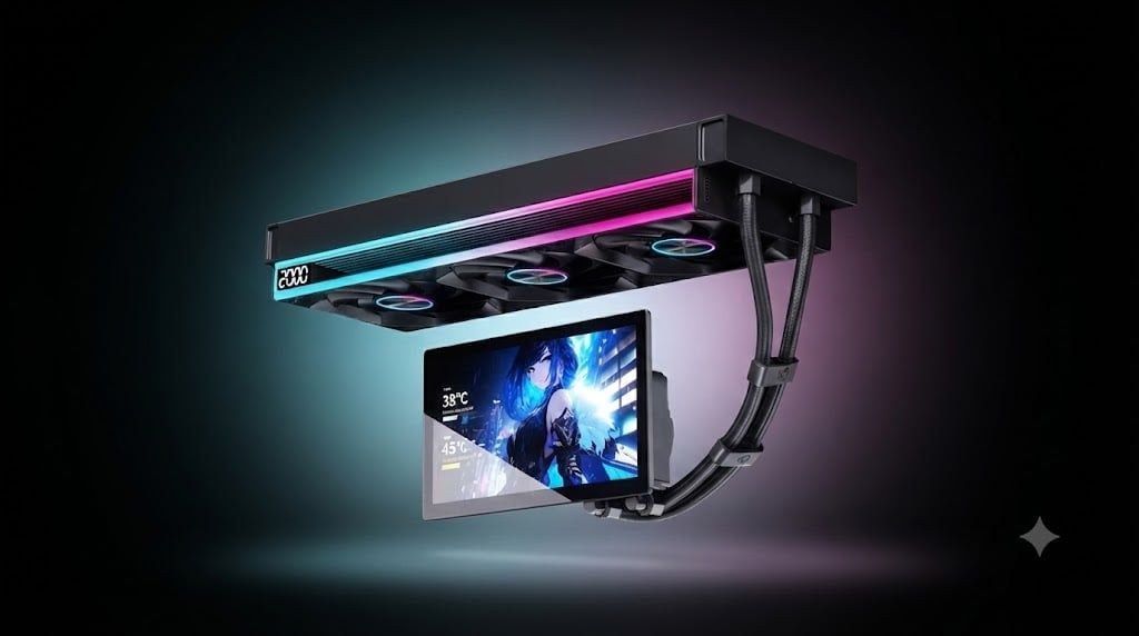 Tản nhiệt nước Leopard UltraFlow 360 ARGB LCD 7 Inch | AIO 360mm, Công suất 320W, Đen