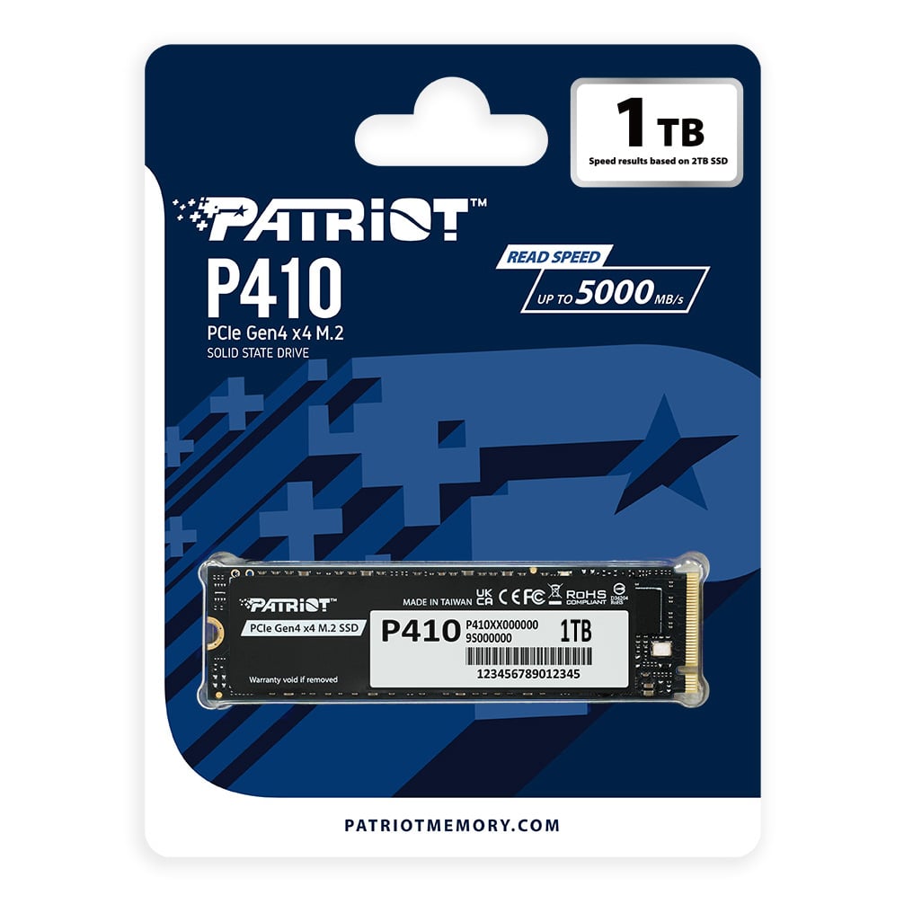 Ổ cứng SSD Patriot P410 1TB | PCIe Gen4 x4 NVMe, M.2 2280 (P410P1TBM28H)