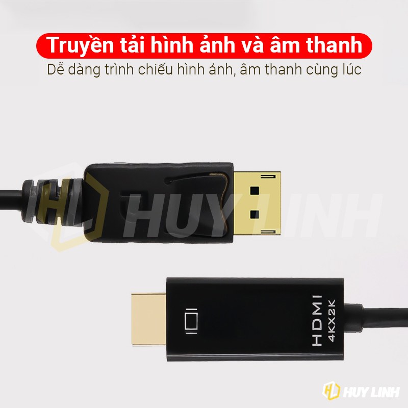 Cáp chuyển DP DisplayPort sang HDMI dài 1.8M - Hỗ trợ 4K 60Hz HL1227